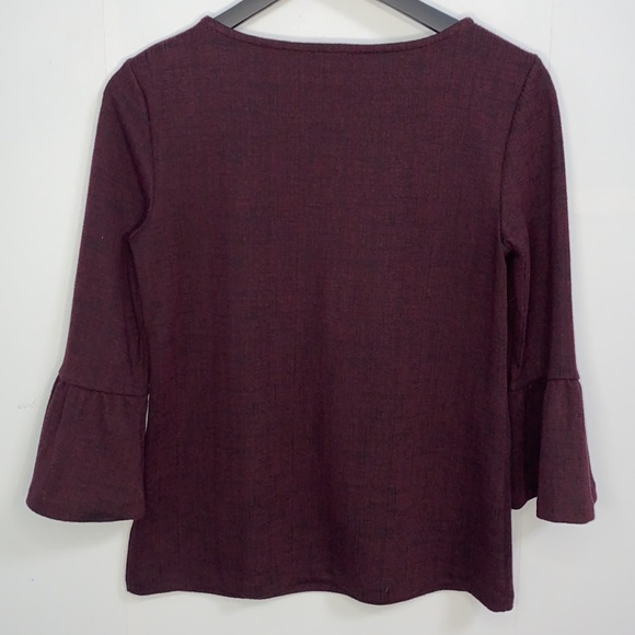3/20🌟 Talbots bell sleeve blouse size XS maroon/black - Picture 3 of 8
